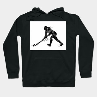 Girl Field Hockey Player Black and White Silhouette Hoodie